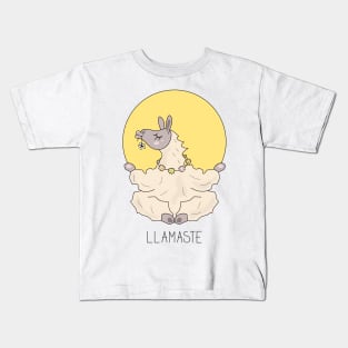 Llamaste illustration - cute llama meditating Kids T-Shirt